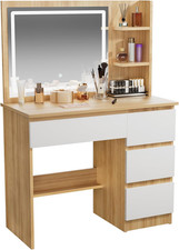Luxury LED Dressing Table with Mirror Storage Modern Vanity Desk Optional Stool 