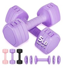 Adjustable Dumbbell Set of 2, 10LB 20LB 30LB Weight Set Purple