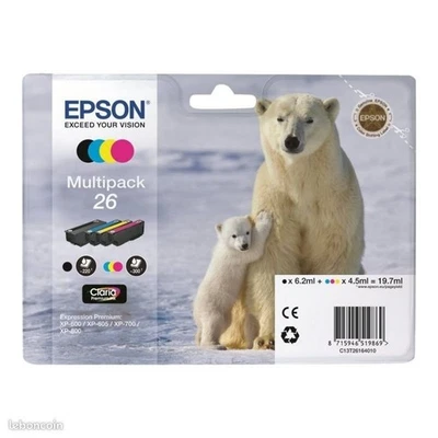 Epson 26 Multipack - Pack 4 Couleurs Ours- Cartouches originales / #3 - Photo 1/3
