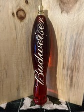 Vintage Budweiser Beer Tapper Handle Red Acrylic 11 1/2” Raised Letters