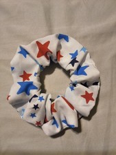 Large Handmade Scrunchie Cotton Fabric 4th of July Design with Stars