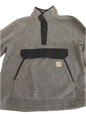 Carhartt Womens Relaxed Fit Fleece Pullover Sherpa Snap Neck Gray Size S