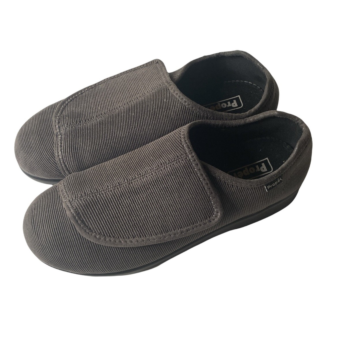 Propet Cushion Walking Comfort Shoes Men Gray Hook Loop Slipper Sz 3E