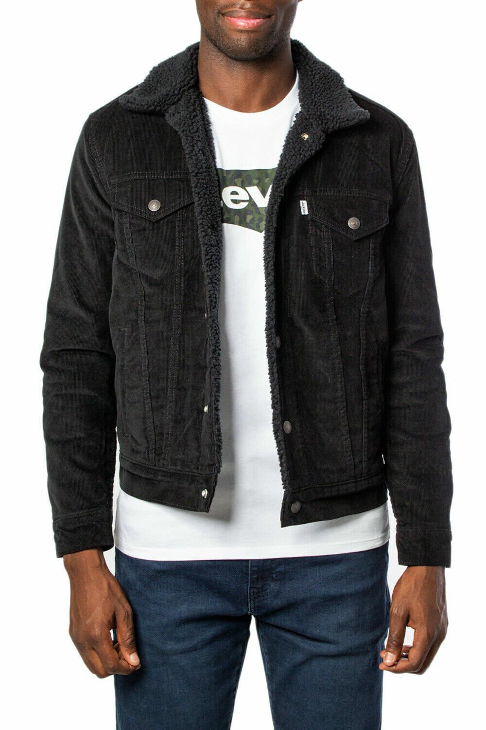 Levi's Mens Type III Sherpa Trucker Black Corduroy 16365-0068