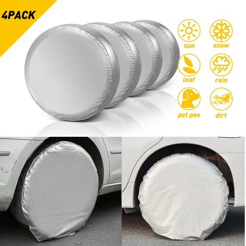 4pcs Tire Covers Set RV Wheel Trailer Camper Car Truck Sun Protector Waterproof - Picture 2 of 14