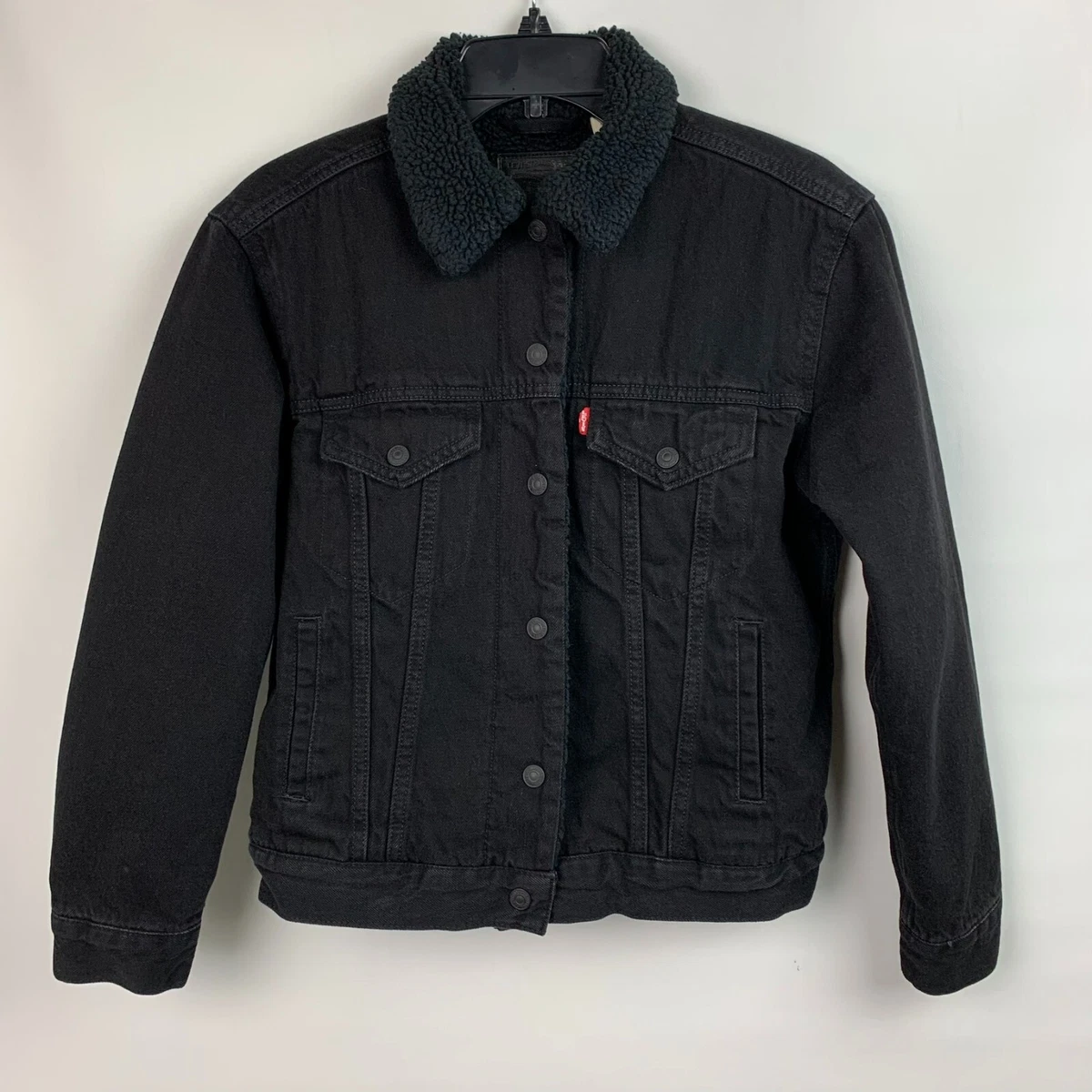 Black levi denim jacket sale