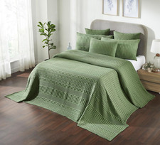 100 Cotton Waffle Weave Olive Green Oversized King Size Blanket 120X120, Decora