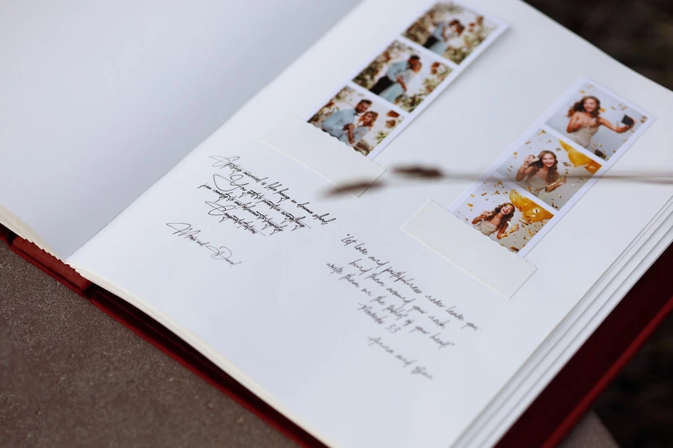 Wedding photo album with names, guest book with pockets for instant pictures - Image 2 of 4