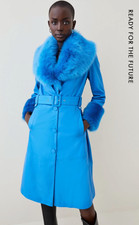 £1,699 - New - Karen Millen - Lydia Millen Shearling Leather Coat - Uk Size 14