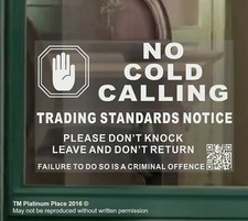 1 x No Cold Calling Salesman Callers Internal Window Warning Stickers Sign 
