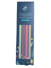 Chic & Tonic Set of 4 Silicone Straws + Brush Cleaner & Case Dishwasher Safe