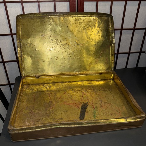 Shabby Chic Antique Metal Empty Box 16x10 - Picture 17 of 23