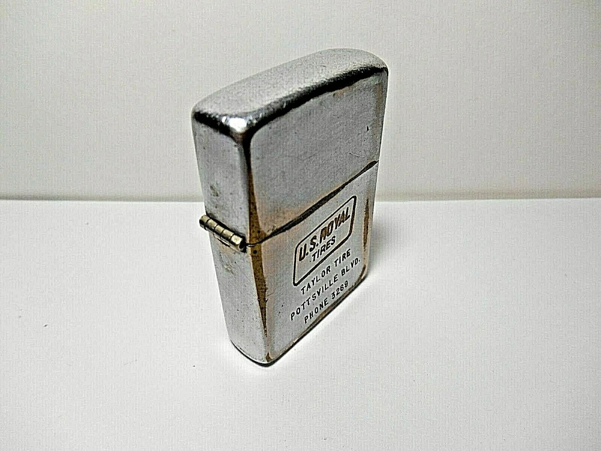 VINTAGE 1950'S ZIPPO PAT #2517191 CIGARETTE LIGHTER - TAYLOR TIRE US ROYAL TIRES