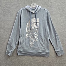 The North Face Women Sweatshirt Large Blue Hoodie Logo Pockets Long Sleeve READ