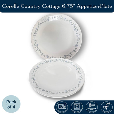 Corelle Country Cottage 6.75'' Appetizer Plates, Vitrelle Glass (Pack of 4)