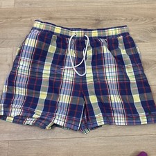 Polo Ralph Lauren Swim Trunks Mesh Lined Drawstring Multi Plaid Pony Mens XL 90s