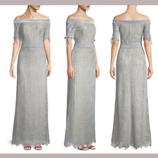 NEW 608 Tadashi Shoji Rosina Off the Shoulder Circular Lace Gown SZ 4  G532