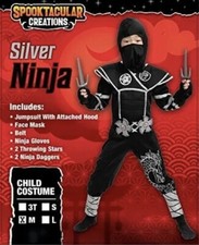 Syncfuns Silver Ninja Child Costume with Foam Accessories for Kids Size Medium