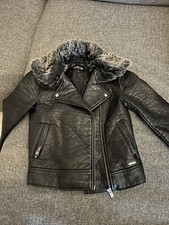 Womens Firetrap Black Leather Jacket Size Uk Xs