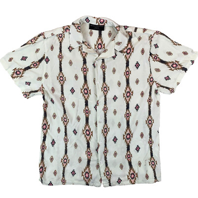 No Boundaries weiß Grafikdruck Button-Down Kragen Hemd Größe Herren Large L