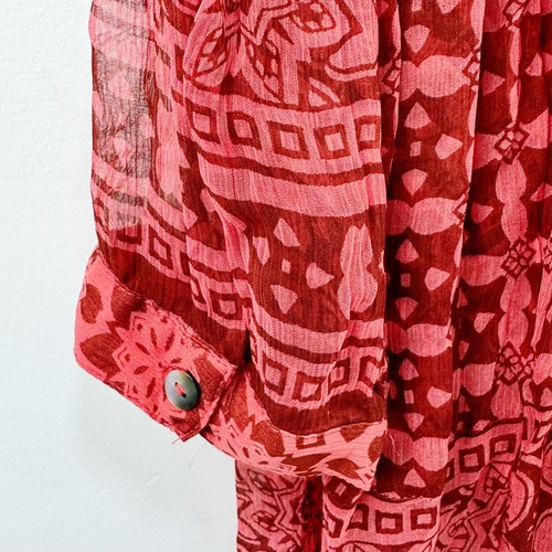 Anthropologie Maeve Dress Womens 12 Red Print Semisheer Boho Peasant Babydoll - Picture 4 of 6