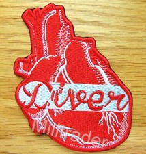 Scuba Diver Down Flag Diving Heart Dive Patch 100 Embroidery Iron-on 4 1/8"