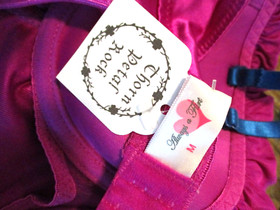 Always A Flirt Purple Blue Corset Top G-Panties Sexy Silky Size Med Women's NEW