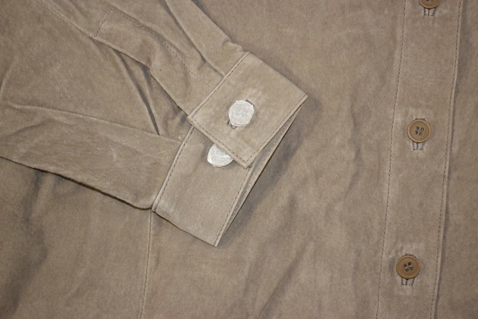 Nueva Chaqueta Camisa Jessica Holbrook De Colección Para Mujer 2X Gamuza Cuero Chamarra Beige Foto 2 de 4