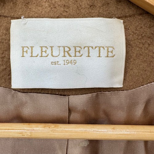 Fleurette Loro Piana Wool Overcoat Womens Tan Mid Length Button Coat Size 16 - Picture 5 of 15