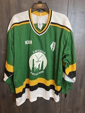 Vintage Chicago Illinois Showcase Hockey Jersey #24 Michigan Adult Large Green