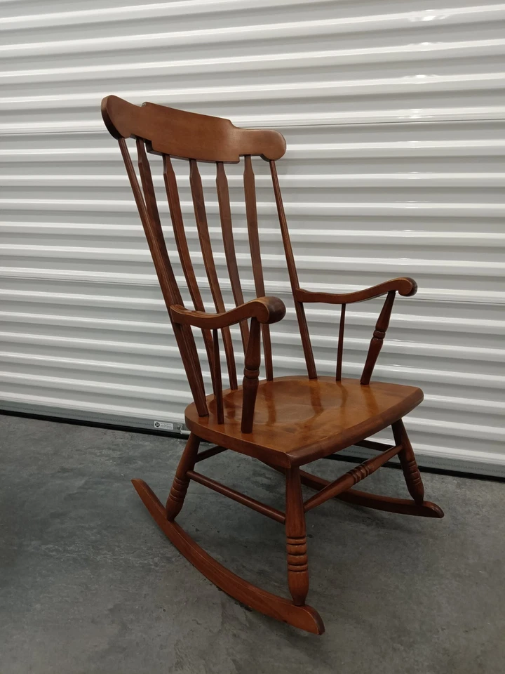 Tell City Vintage Rocking Chair Comb Back Solid Maple Wood Colonial Style Rocker - Image 3 of 4