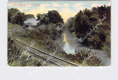 PPC Postcard KS Kansas Fort Scott Hell's Bend Railroad Track Along River Bank Ha
