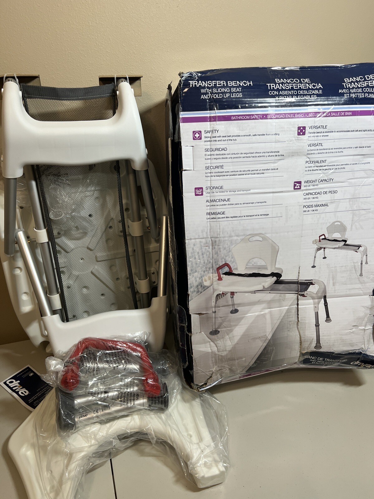 Drive Medical RTL12075 Folding Universal Sliding Transfer Bench eBay