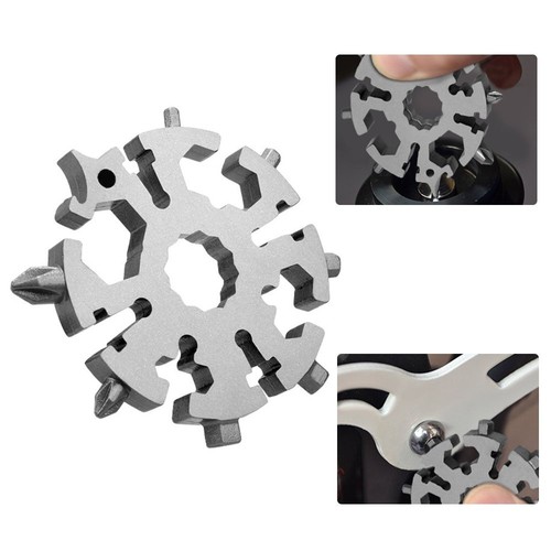 20 in 1 Stainless Multi-tool Snowflake Keychain Wrench ScrewdrivNW Bottle OpenOD - Picture 3 of 9