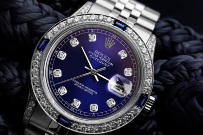 Rolex Datejust 36 mm Blue Dial Sapphire & Diamond Bezel Stainless Steel Watch