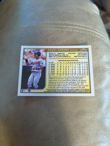 Tarjeta de béisbol Topps 1999 cromada #15 de Manny Ramírez - Imagen 2 de 2
