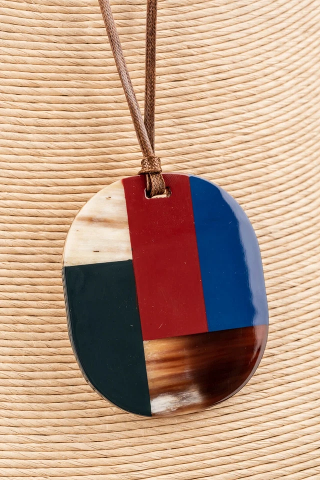 Halskette lackiert Horn Anhänger handgemacht Lack Büffelhorn Halsband handmade - Bild 2 von 4