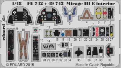 MW22 EDUARD FE742 MIRAGE III E INTERIOR 1/48 ZOOM SET for KINETIC