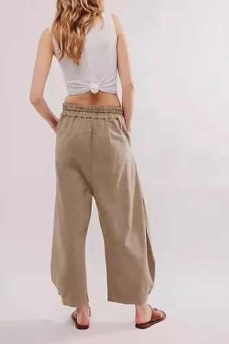 Women's Baggy Pants Wide Leg Casual Cotton Ankle Jeans Mid Rise Harem Pants - Picture 22 of 34
