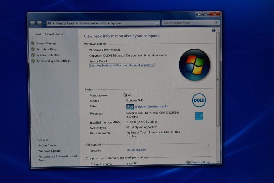 Dell OptiPlex 7050 Intel Quad Core i5-6500 16GB RAM 256GB RAM Windows 7 Pro x64 - Image 2 of 4