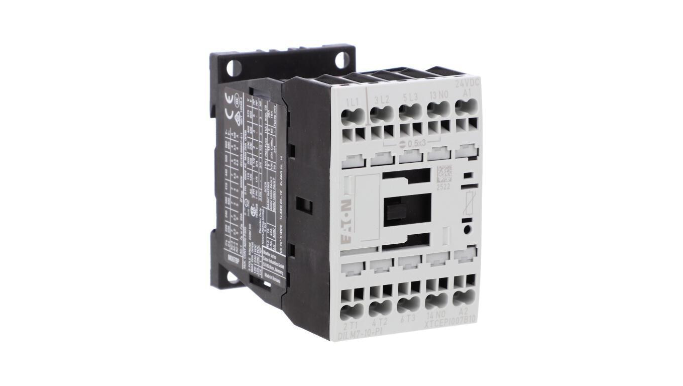 Power contactor DILM7-10(24VDC)-PI 3P 380V 400V 3 kW 1Z 24V DC Push-In 19 /T2UK