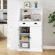 Kitchen Pantry Cabinet With Microwave Stand, Hutch Cabinet With Buffet Cupboard