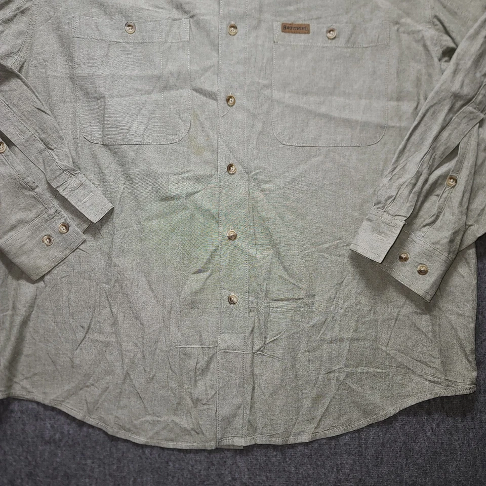 Рубашка коричневая мужская размер XL с длинным рукавом на пуговицах спереди охотничий логотип для улицы - Изображение 4 из 4