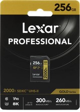 Lexar Professional 2000x SDHC/SDXC UHS-II Card Gold Series - 256GB, UHS-II, U3,