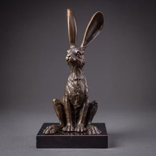 Hare Bronze Sculpture Rabbit Statue Long-eared Animal Figure Seated Decor Art Hare Bronze Sculpture Rabbit Statue Long-eared Animal Figure Seated Decor Art
