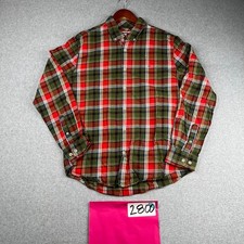 Tommy Hilfiger Shirt Large Red Green Plaid Custom Fit Button Up Long Sleeve Mens