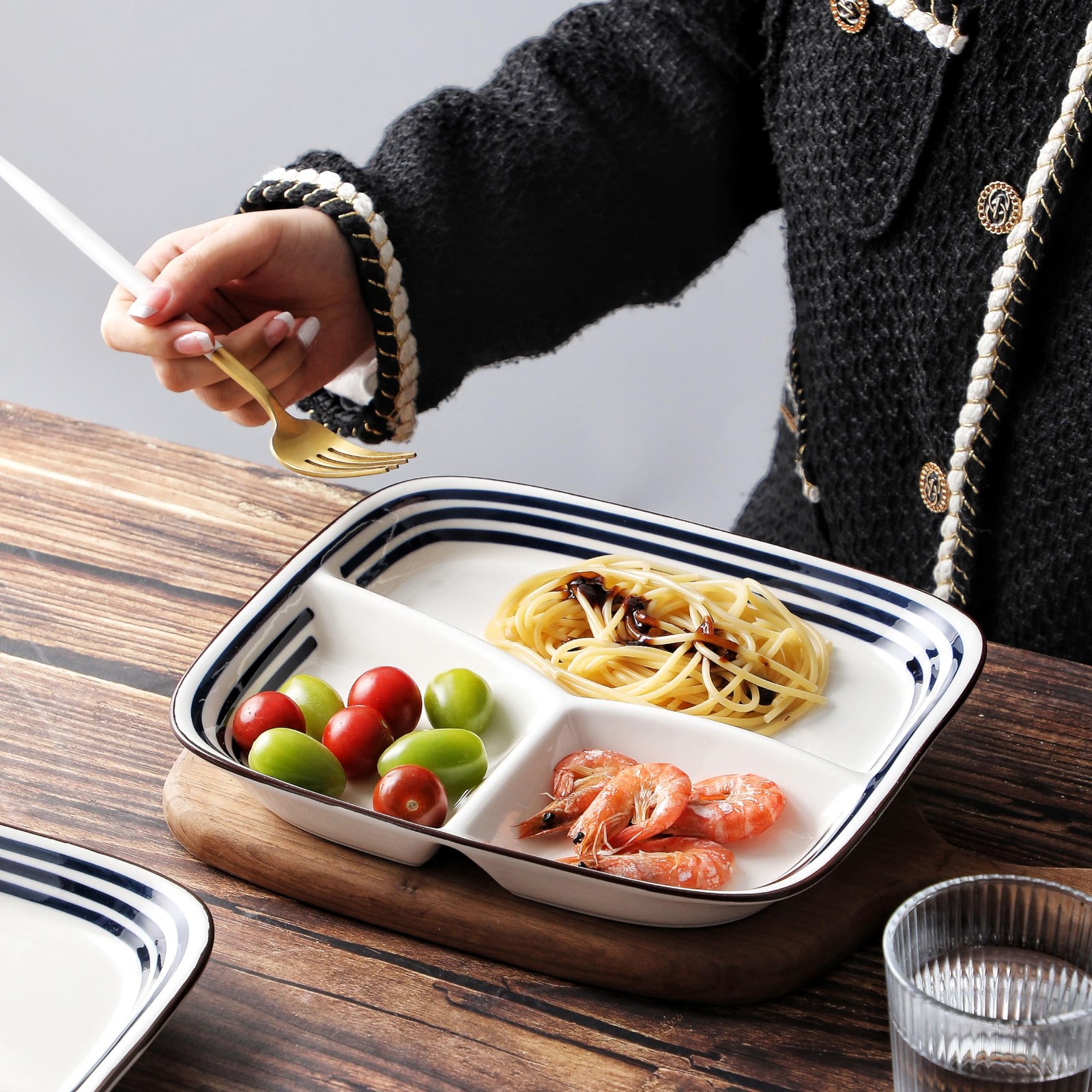 10-Inch Ceramic Portion Control Plate Healthy Meal Balance (Adult Diet Divide... thumbnail 4