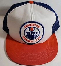 Vintage 80s Edmonton Oilers Hockey Club NHL Foam Patch Snapback Hat Cap