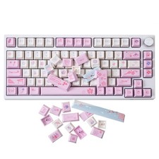 133 Keys Pink Keycaps Set, Cherry Profile PBT Thermal Sublimation Cherry Blos...