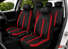 Red Diamond Stitch Style Leather Look Full Set Black Car Seat Covers Universal Red Diamond Stitch Style Leather Look Full Set Black Car Seat Covers Universal